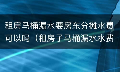 租房马桶漏水要房东分摊水费可以吗（租房子马桶漏水水费房东应该承担吗）