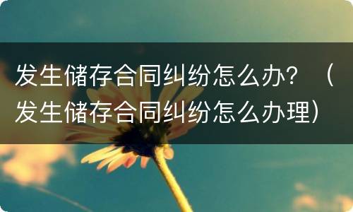 发生储存合同纠纷怎么办？（发生储存合同纠纷怎么办理）