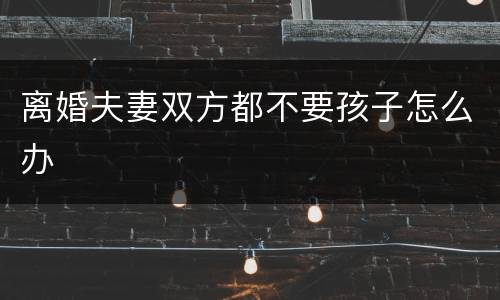 离婚夫妻双方都不要孩子怎么办