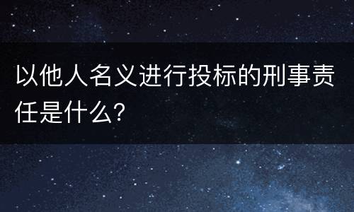 以他人名义进行投标的刑事责任是什么？