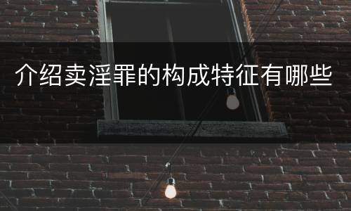 介绍卖淫罪的构成特征有哪些