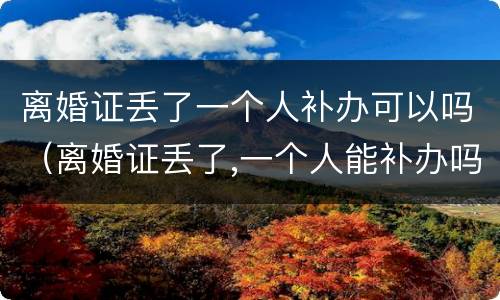 离婚证丢了一个人补办可以吗（离婚证丢了,一个人能补办吗）