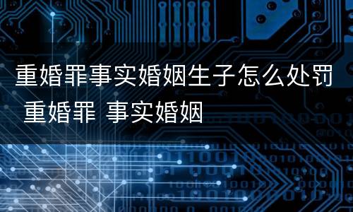 重婚罪事实婚姻生子怎么处罚 重婚罪 事实婚姻