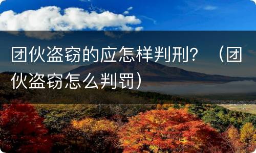 团伙盗窃的应怎样判刑？（团伙盗窃怎么判罚）