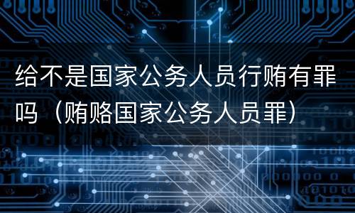 给不是国家公务人员行贿有罪吗（贿赂国家公务人员罪）
