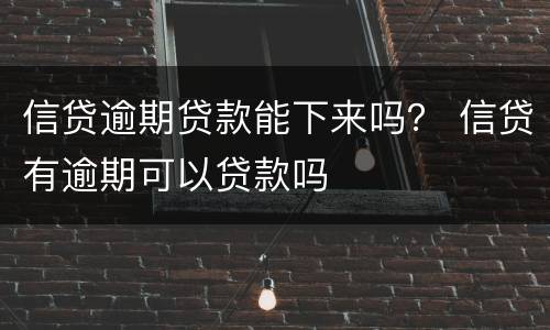 信贷逾期贷款能下来吗？ 信贷有逾期可以贷款吗