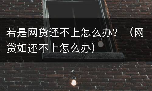 若是网贷还不上怎么办？（网贷如还不上怎么办）