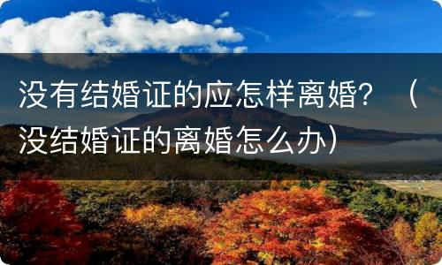 没有结婚证的应怎样离婚？（没结婚证的离婚怎么办）