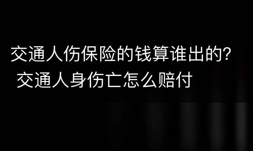 交通人伤保险的钱算谁出的？ 交通人身伤亡怎么赔付