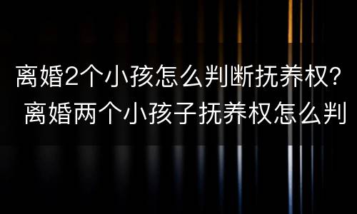 离婚2个小孩怎么判断抚养权？ 离婚两个小孩子抚养权怎么判定