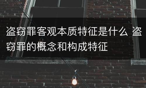 盗窃罪客观本质特征是什么 盗窃罪的概念和构成特征