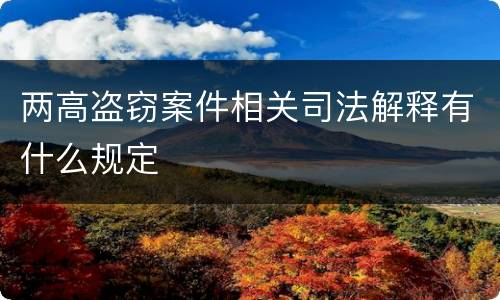 两高盗窃案件相关司法解释有什么规定
