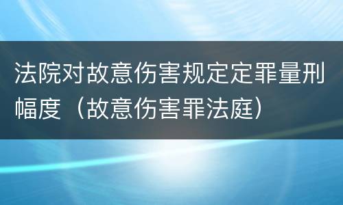 法院对故意伤害规定定罪量刑幅度（故意伤害罪法庭）