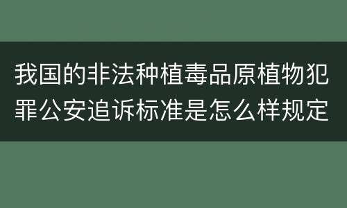 我国的非法种植毒品原植物犯罪公安追诉标准是怎么样规定