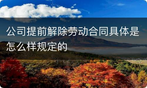 公司提前解除劳动合同具体是怎么样规定的