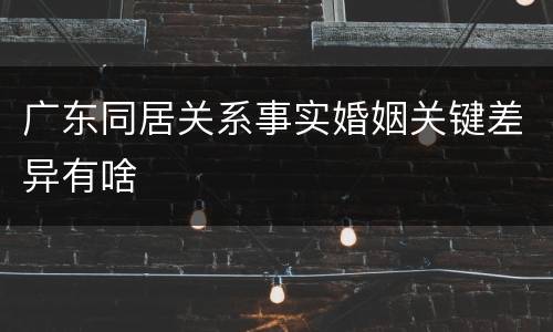 广东同居关系事实婚姻关键差异有啥
