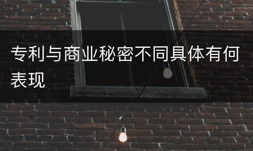 专利与商业秘密不同具体有何表现