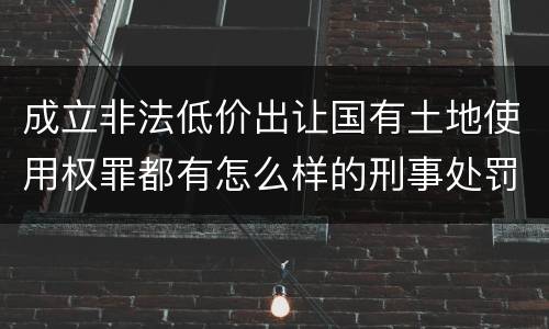 成立非法低价出让国有土地使用权罪都有怎么样的刑事处罚