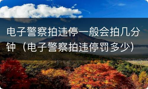 电子警察拍违停一般会拍几分钟（电子警察拍违停罚多少）