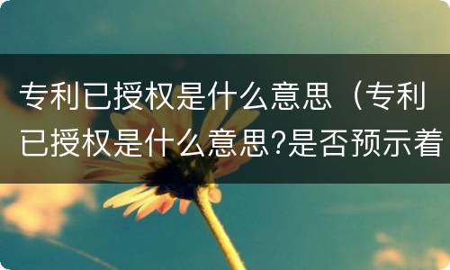 专利已授权是什么意思（专利已授权是什么意思?是否预示着专利申请成功了?）