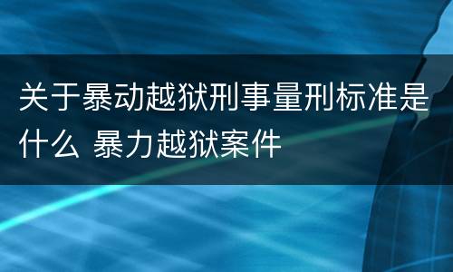 关于暴动越狱刑事量刑标准是什么 暴力越狱案件