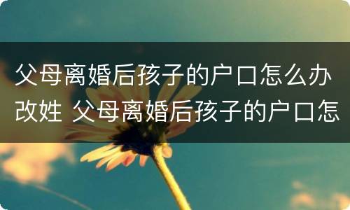 父母离婚后孩子的户口怎么办改姓 父母离婚后孩子的户口怎么办改姓名