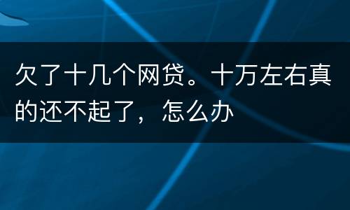 欠了十几个网贷。十万左右真的还不起了，怎么办