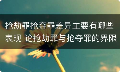 抢劫罪抢夺罪差异主要有哪些表现 论抢劫罪与抢夺罪的界限