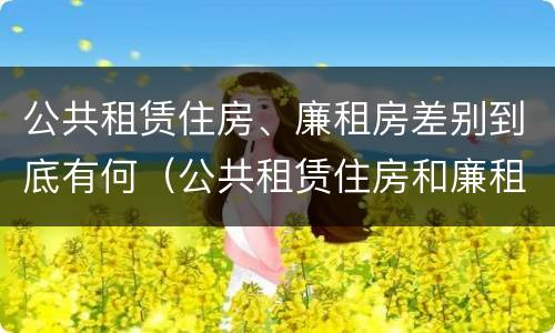 公共租赁住房、廉租房差别到底有何（公共租赁住房和廉租房）