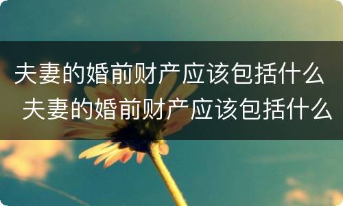夫妻的婚前财产应该包括什么 夫妻的婚前财产应该包括什么内容