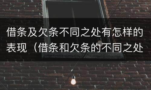借条及欠条不同之处有怎样的表现（借条和欠条的不同之处有哪些）
