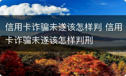信用卡诈骗未遂该怎样判 信用卡诈骗未遂该怎样判刑
