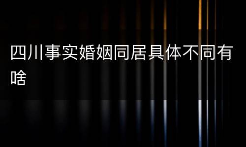 四川事实婚姻同居具体不同有啥