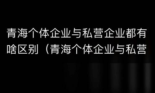 青海个体企业与私营企业都有啥区别（青海个体企业与私营企业都有啥区别呢）