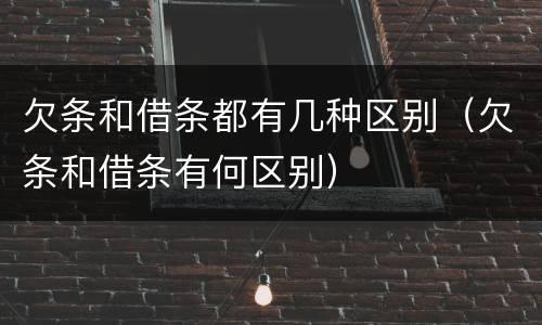 欠条和借条都有几种区别（欠条和借条有何区别）