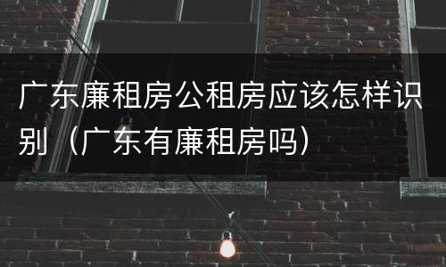 广东廉租房公租房应该怎样识别（广东有廉租房吗）