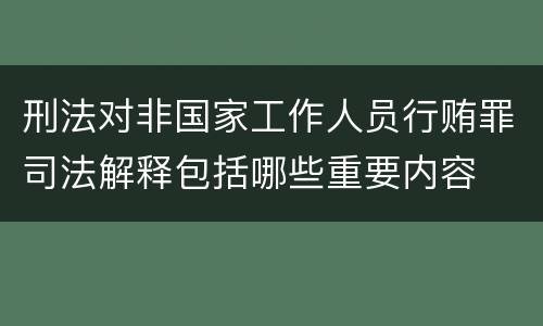 刑法对非国家工作人员行贿罪司法解释包括哪些重要内容