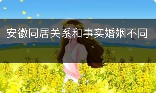 安徽同居关系和事实婚姻不同