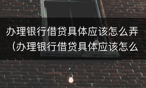 办理银行借贷具体应该怎么弄（办理银行借贷具体应该怎么弄呢）