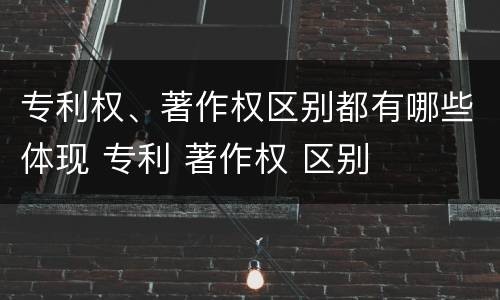 专利权、著作权区别都有哪些体现 专利 著作权 区别