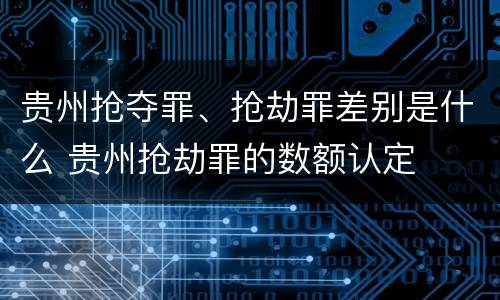 贵州抢夺罪、抢劫罪差别是什么 贵州抢劫罪的数额认定
