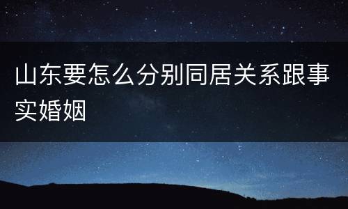 山东要怎么分别同居关系跟事实婚姻