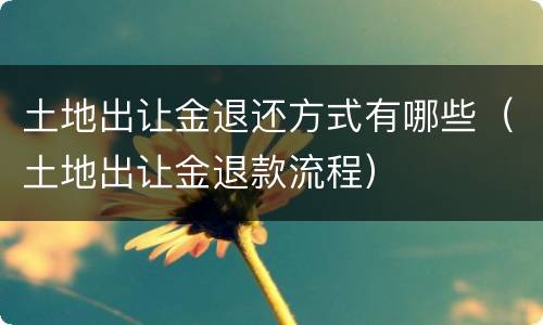 土地出让金退还方式有哪些（土地出让金退款流程）
