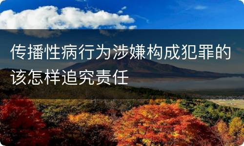 传播性病行为涉嫌构成犯罪的该怎样追究责任