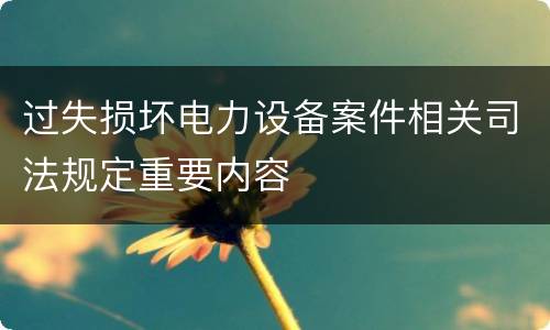 过失损坏电力设备案件相关司法规定重要内容