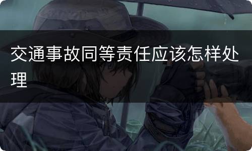 交通事故同等责任应该怎样处理
