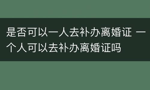 是否可以一人去补办离婚证 一个人可以去补办离婚证吗
