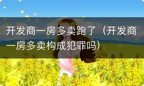 开发商一房多卖跑了（开发商一房多卖构成犯罪吗）