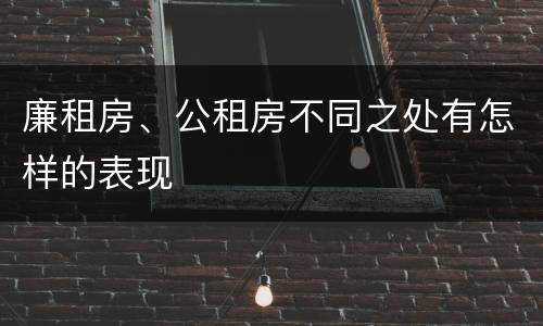廉租房、公租房不同之处有怎样的表现