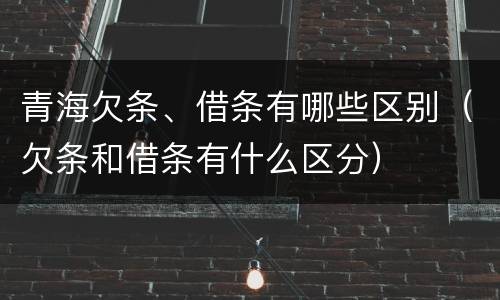 青海欠条、借条有哪些区别（欠条和借条有什么区分）